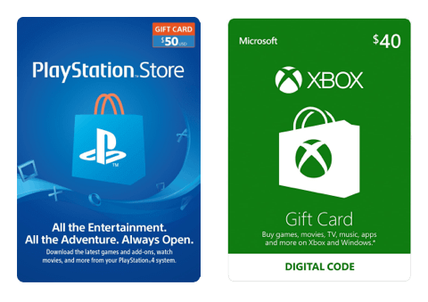 PlayStation and Xbox gift cards