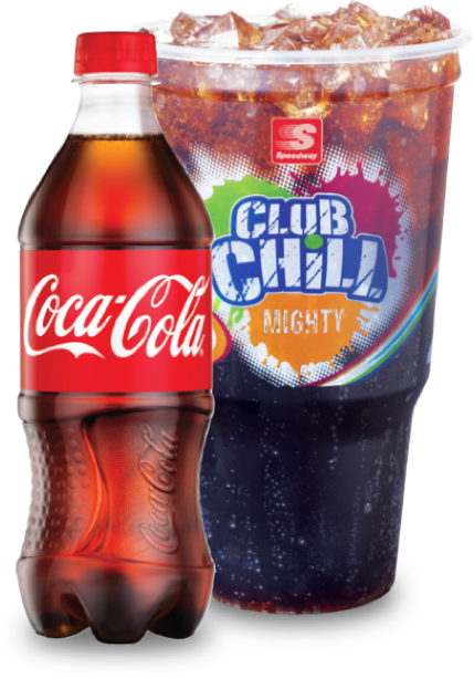Club Chill cup and a Coca-Cola bottle